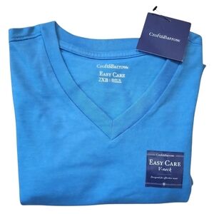 Croft & Barrow 2XL Blue New With Tags Casual V Neck Tee Shirt 2XB